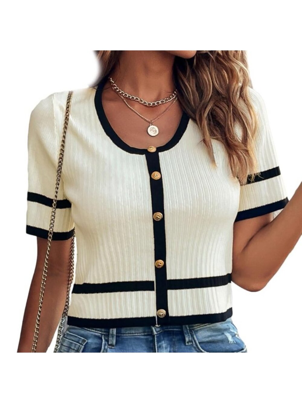 126. NWT KNIT MIX short sleeve sweater top size XL